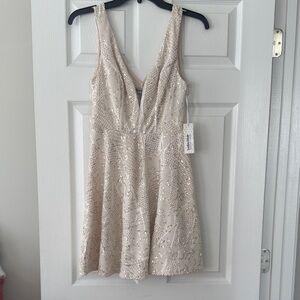 Aidan Mattox Gold Sequin Sleeveless Dress
